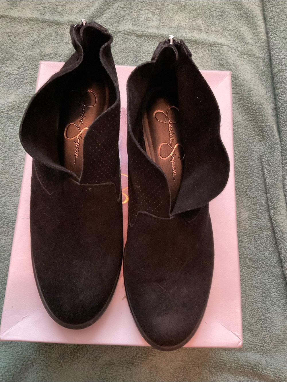 Jessica Simpson Black Suede Folded Cuff Ankle Booties